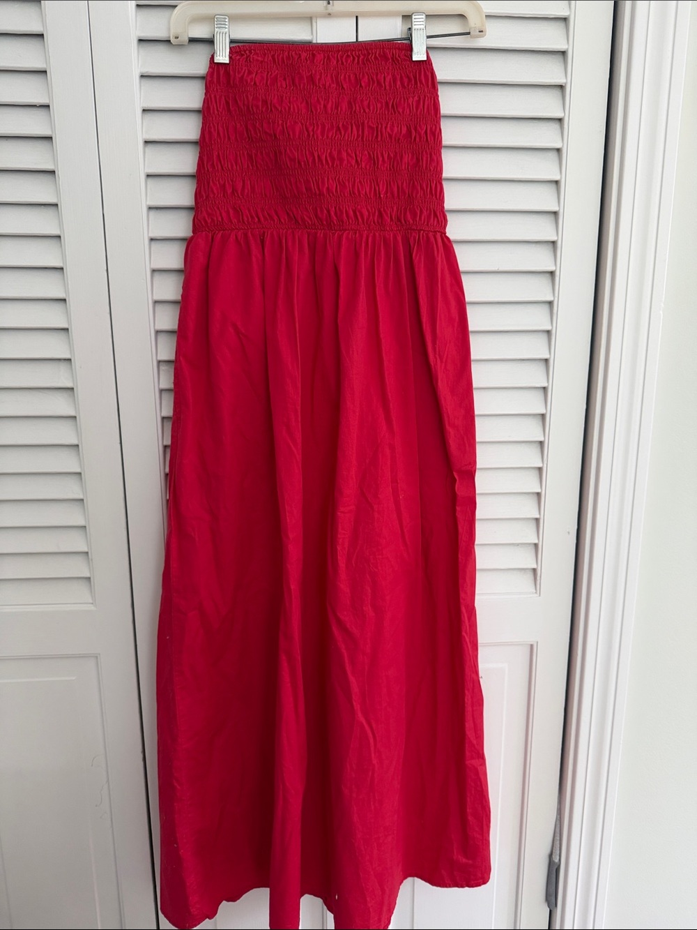 Old Navy Strapless Red Maxi Dress with Smocked Bodice